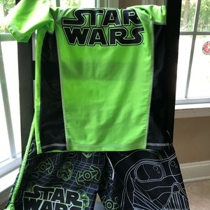 Star Wars swim trunks and rash guard for b…